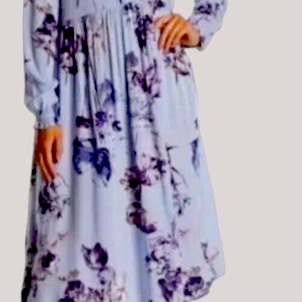 Susina Blue Floral Long Sleeve Dress